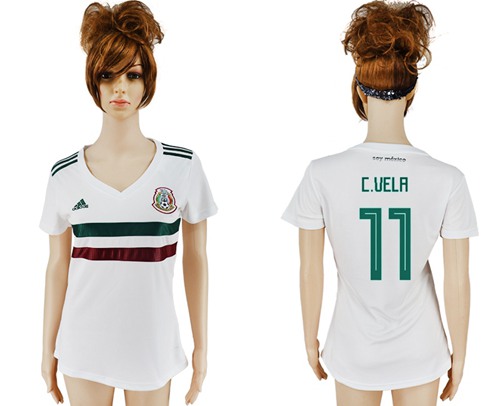 Women's Mexico #11 C.Vela Away Soccer Country Jersey - Click Image to Close